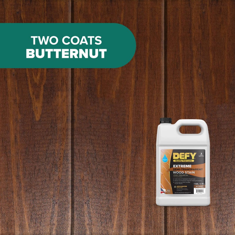 DEFY Extreme Wood Stain and Sealer in One - 1 Gallon Semi-Transparent Waterproof Coating for All Wood Types - Butternut - Image 3